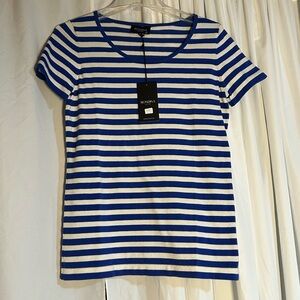 Rondina Striped Short Sleeve Sweater in Blue and White
